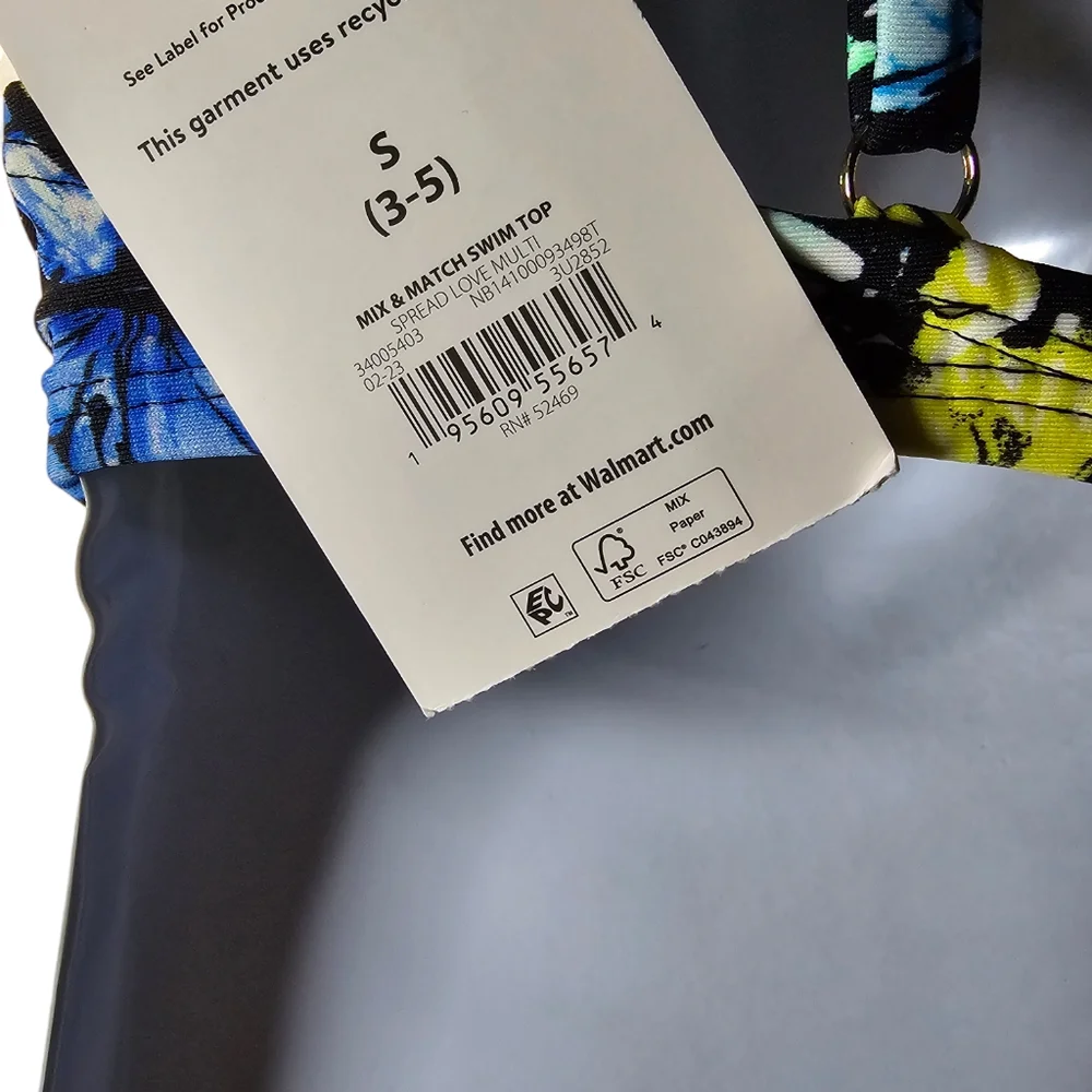 No Boundaries butterfly print bikini Swimwear top is size S 4-5 bottom M 7-9
